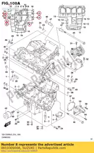 Suzuki 0910309008 parafuso 9x95 - Lado inferior