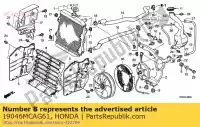 19046MCAG61, Honda, label, radiator cap (t.ra honda cbr  fa xl varadero v fjs silver wing d vfr f crf x vt cx cb hornet r nss forza a rb pspes i sh ad cbf s shadow c2s nc xa fes swing rr crosstourer cs ra black spirit c2b rra na integra l dct xd dtc sd fireblade nt deauville va fd crossrunner gl gold, New