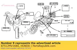 Qui puoi ordinare etichetta, accessori e caricamento da Honda , con numero parte 87512MV1680: