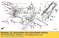 83530MGE000, Honda, urethaan a, r. hittebescherming honda vfr  f crosstourer x dtc fd xd dct vfr1200fa vfr1200fda vfr1200f vfr1200fd vfr1200x vfr1200xd vfr1200xa 1200 , Nieuw