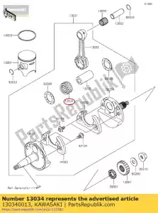 kawasaki 130340013 rodamiento extremo grande, sktz 222 kx85a - Lado inferior