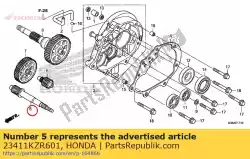Here you can order the shaft, drive (17t) from Honda, with part number 23411KZR601: