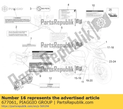 Aprilia 677061, Linker voorschild sticker sr, OEM: Aprilia 677061