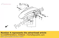 Qui puoi ordinare parafango comp., fr. * y200p * (y200p giallo ambra perlato) da Honda , con numero parte 61100MFAD00ZJ: