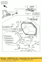 14092012219A, Kawasaki, copertina, borsa laterale, sinistra, m.m. kawasaki gtr  c 1400gtr abs 1400 , Nuovo