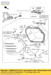 Aqui você pode pedir o capa, bolsa lateral, lh, m. M. S. Em Kawasaki , com o número da peça 14092012219A: