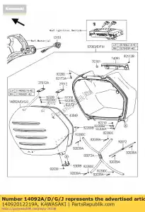 Kawasaki 14092012219A cover,side bag,lh,m.m.s. - Bottom side