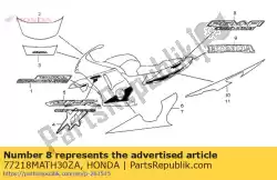 Ici, vous pouvez commander le repère b, capot de siège * type1 * (type1) auprès de Honda , avec le numéro de pièce 77218MATH30ZA:
