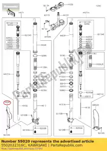 kawasaki 5502022316C 01 guardia, tenedor, izda., Ébano - Lado inferior