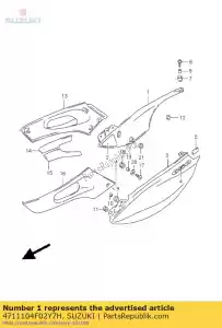 Suzuki 4711104F02Y7H couvercle, cadre, r - La partie au fond