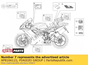 Piaggio Group AP8166122 conjunto de decalque técnico - Lado inferior