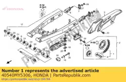Ici, vous pouvez commander le chaîne, entraînement (rk excel) (rk525smoz5120lj fz) (maillon standard 112l) auprès de Honda , avec le numéro de pièce 40540MY5306: