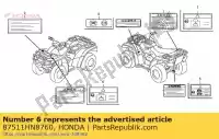 87511HN8760, Honda, etichetta, fr. vettore honda trx 420 500 680 2010 2011 2012 2013, Nuovo