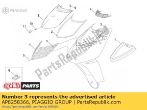aprilia AP8258366 escudo frontal. al rojo vivo - Lado inferior