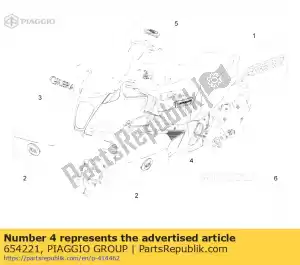 Piaggio Group 654221 beenschild achterplaat label - Onderkant