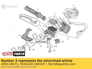 aprilia AP8118675 handgrip pair. black - Bottom side