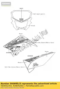 Kawasaki 560692169 patroon, zijkap, links - Onderkant