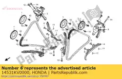 Here you can order the pin, tensioner arm from Honda, with part number 14531KV0000: