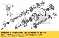 23431HR0F00, Honda, engrenagem, segundo contraeixo (43t) honda  trx 500 520 2012 2017 2018 2019 2020, Novo