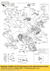 Here you can order the tank-comp-fuel,d. Gray zx1400ff from Kawasaki, with part number 51001075251A: