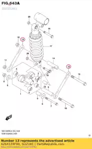 suzuki 6264124F00 haste, almofada traseira - Lado inferior