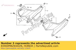 honda 83400MBZK00ZB couverture, r. côté * nh437m * (nh437m mat ray silver) - La partie au fond