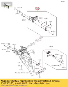 kawasaki 230250355 lamp-tail klx150eff - Bottom side