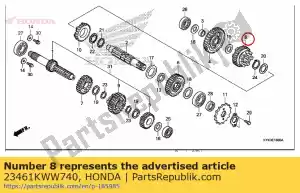 Honda 23461KWW740 gear, countershaft third - Bottom side