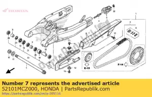 honda 52101MCZ000 bout, achterbrug draaipunt - Onderkant