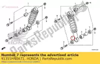 91351HN0671, Honda, junta antipolvo honda  trx 250 400 420 450 2002 2003 2004 2008 2010 2011 2012 2013 2017 2018 2019 2020, Nuevo