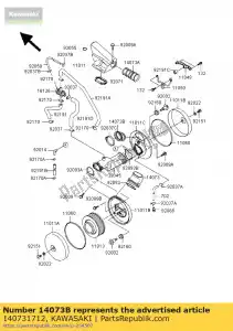 Kawasaki 140731712 conducto, filtro de aire, rh - Lado inferior