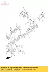 beschermer, geluiddemper 3 van Yamaha, met onderdeel nummer 5B6147380000, bestel je hier online: