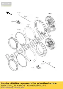 Kawasaki 410901091 conjunto de rueda sub, fr - Lado inferior