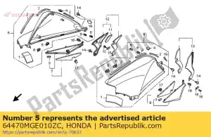 Honda 64470MGE010ZC cover assy., r. fuel tank - Bottom side