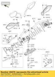 grip, lh klx150eef van Kawasaki, met onderdeel nummer 460750587, bestel je hier online: