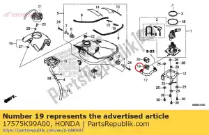 honda 17575K99A00 tampa do conector de combustível - Lado inferior