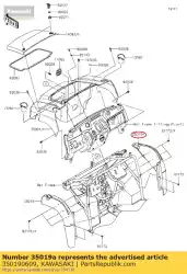 Ici, vous pouvez commander le 01 volet,droit auprès de Kawasaki , avec le numéro de pièce 350190609: