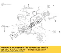 656234, Piaggio Group, 125 placa de identificación vespa gts 125 2007, Nuevo