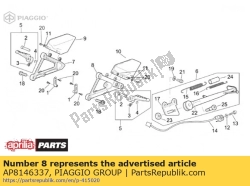 Aprilia AP8146337, Lh vordere fußstützenhalterung, OEM: Aprilia AP8146337