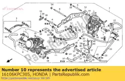 Aquí puede pedir abrazadera, tubo de Honda , con el número de pieza 16106KPC305: