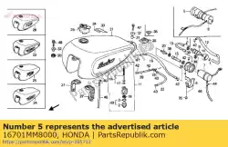 kussen, brandstofpomp van Honda, met onderdeel nummer 16701MM8000, bestel je hier online: