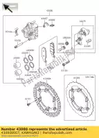 430800067, Kawasaki, pinza-sub-conjunto, fr, lh kx250w9 kawasaki kx 250 450 2009 2010, Nuevo