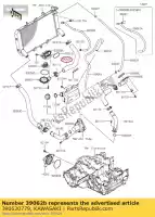 390620779, Kawasaki, 01 tuyau-refroidissement,cylindre-rad kawasaki  900 2018 2019 2020, Nouveau