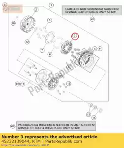 ktm 45232139044 conjunto de jaula de bolas - Lado inferior