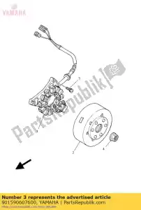 yamaha 901590607600 tornillo, con arandela (22k) - Lado inferior