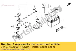 Honda 32401MCZ000 cable, batería de arranque - Lado inferior