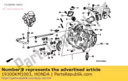 Aqui você pode pedir o conjunto do termostato. Em Honda , com o número da peça 19300KM1003: