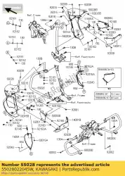 motorkap, beenschild, uit, l van Kawasaki, met onderdeel nummer 55028022045W, bestel je hier online: