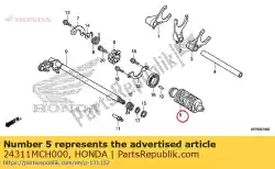 Ici, vous pouvez commander le tambour, changement de vitesse auprès de Honda , avec le numéro de pièce 24311MCH000: