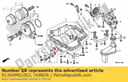 Here you can order the oring, 21. 9x1. 8 from Honda, with part number 91306MEL003: